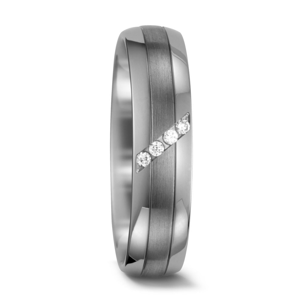 Wedding Ring Palladium 950, Palladium 500 Diamond White, 0.04 ct, 4 Stones, w-si