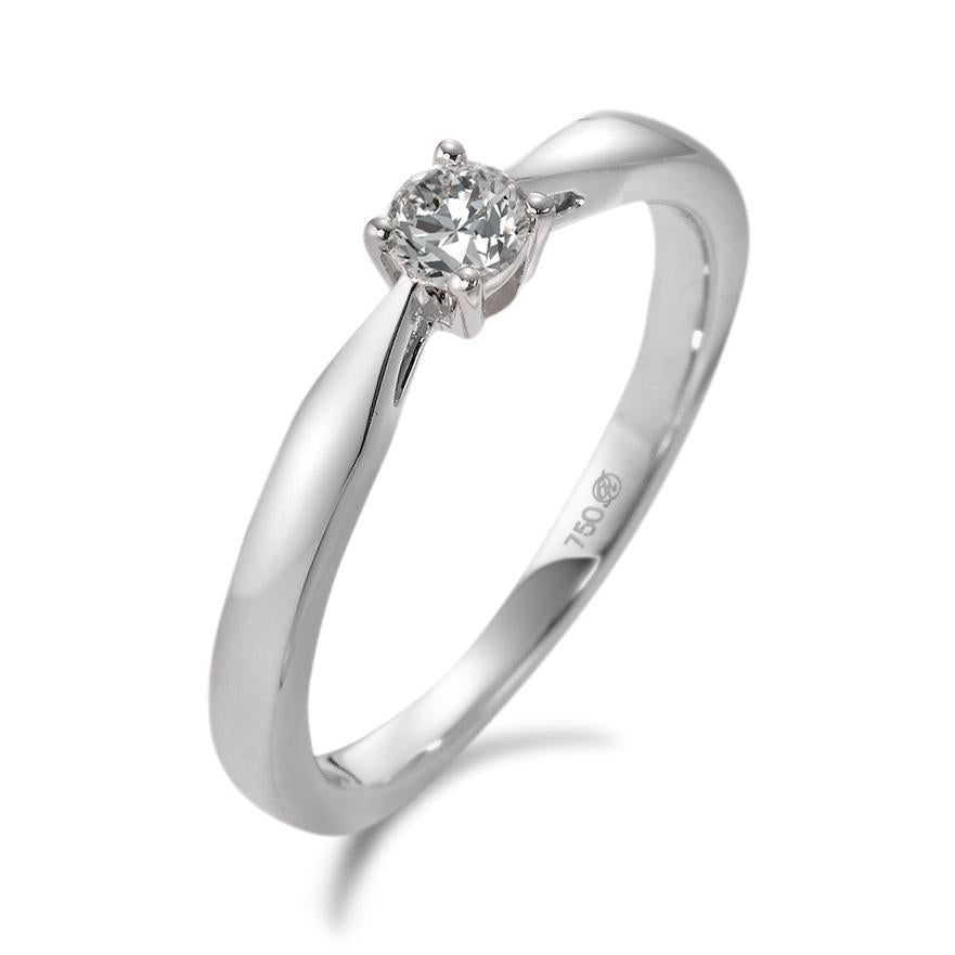 Solitaire ring 18k White Gold Diamond White, 0.15 ct, w-si