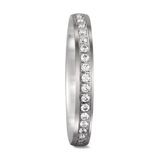 Wedding Ring 18k White Gold Diamond 0.23 ct, 23 Stones, tw-si