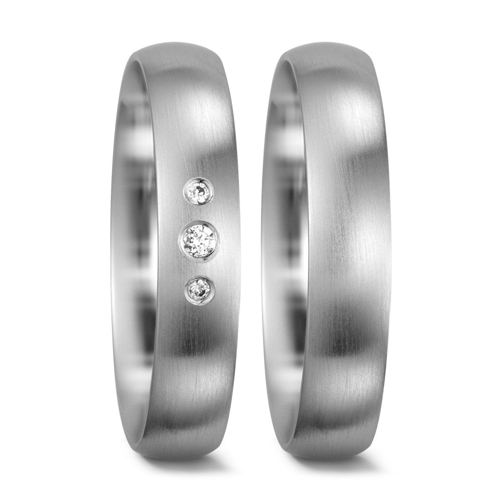 Wedding Ring 18k White Gold Diamond 0.05 ct, 3 Stones, tw-si