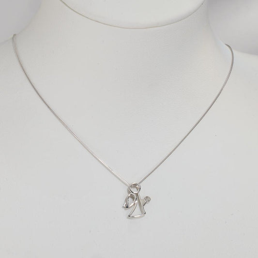 Pendant 18k White Gold Diamond 0.007 ct, w-si Angel