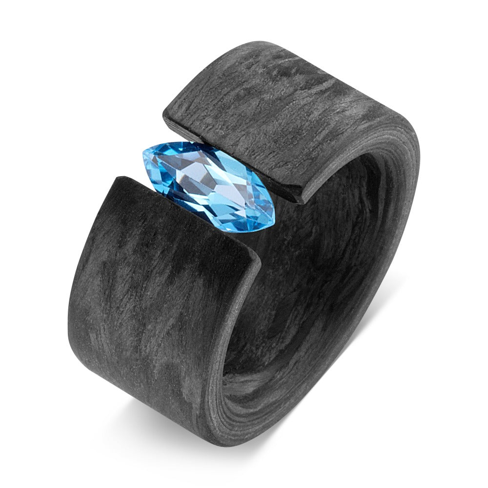 Ring Carbon Topaz Blue