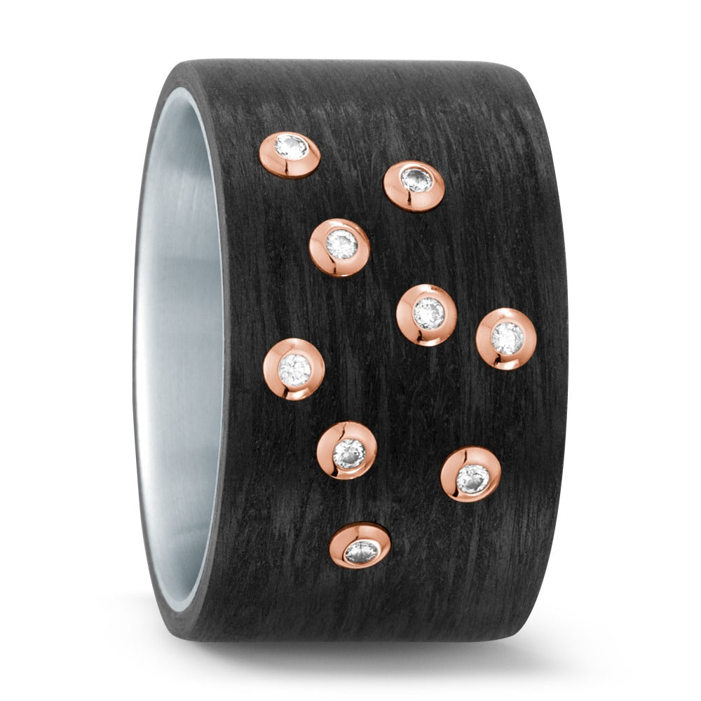 Ring Stainless steel, Carbon, 18k Red Gold