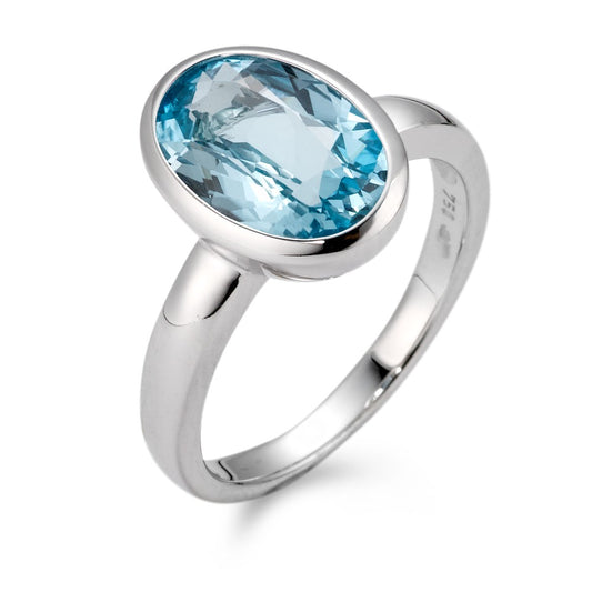 Ring 18k White Gold Topaz Blue