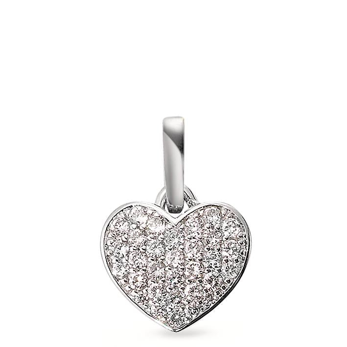 Pendant 18k White Gold Diamond White, 0.25 ct, 31 Stones, brilliant, w-si Heart Ø10 mm