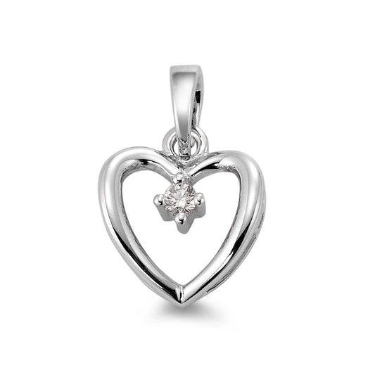 Pendant 18k White Gold Diamond White, 0.03 ct, brilliant, w-si Heart Ø12 mm