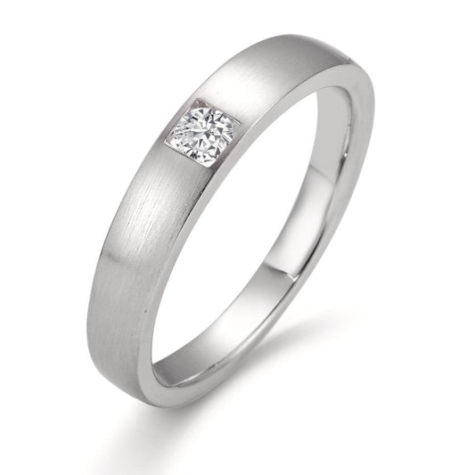 Solitaire ring 18k White Gold Diamond White, 0.11 ct, brilliant, w-si