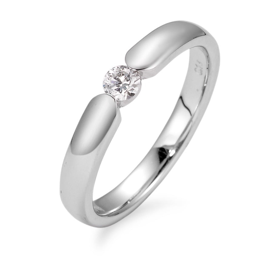 Solitaire ring 18k White Gold Diamond White, 0.13 ct, brilliant, w-si