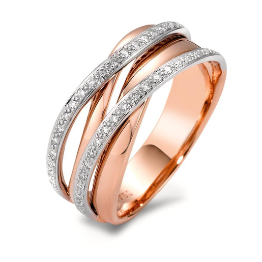 Ring 18k Red Gold, 18k White Gold Diamond White, 0.18 ct, 44 Stones, brilliant, w-si