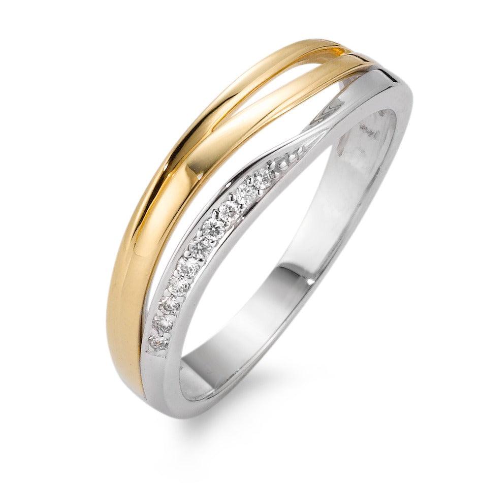 Ring 18k White Gold, 18k Yellow Gold Diamond White, 0.05 ct, 10 Stones, brilliant, w-si