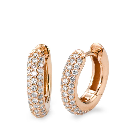 Hinged hoop 18k Red Gold Diamond White, 0.50 ct, 84 Stones, brilliant, tw-vsi