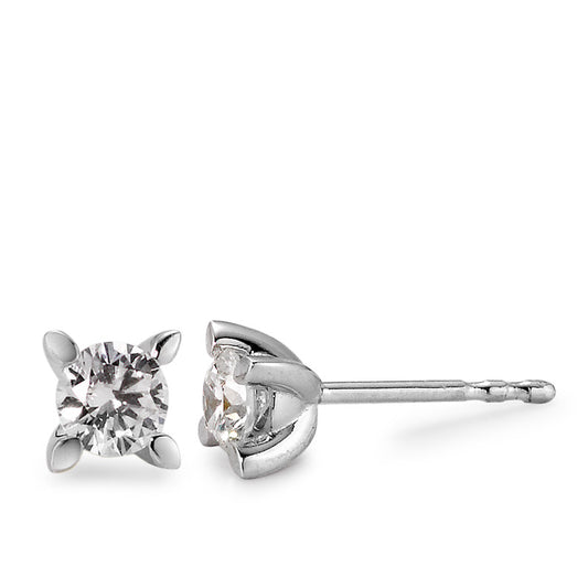 Stud earrings 18k White Gold Diamond White, 0.50 ct, 2 Stones, brilliant, w-si Ø5 mm