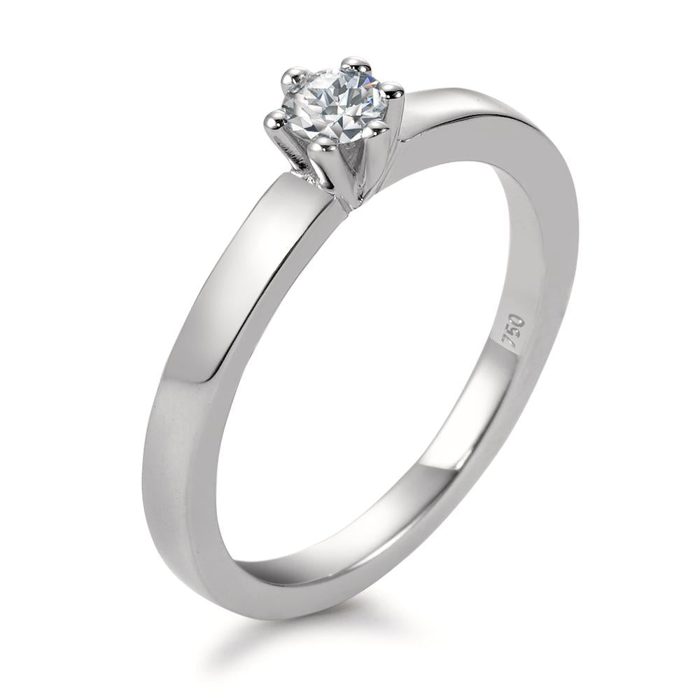 Solitaire ring 18k White Gold Diamond White, 0.20 ct, brilliant, w-si