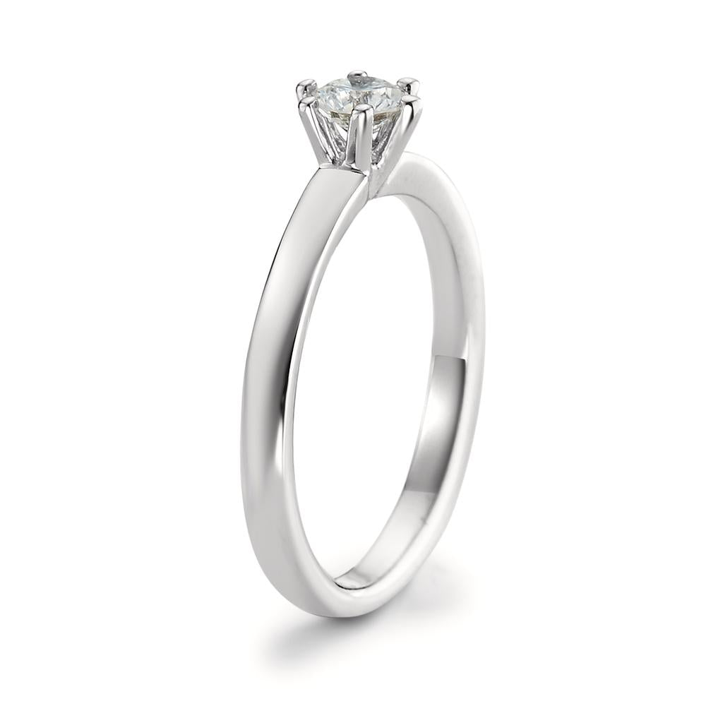 Solitaire ring 18k White Gold Diamond White, 0.20 ct, brilliant, w-si