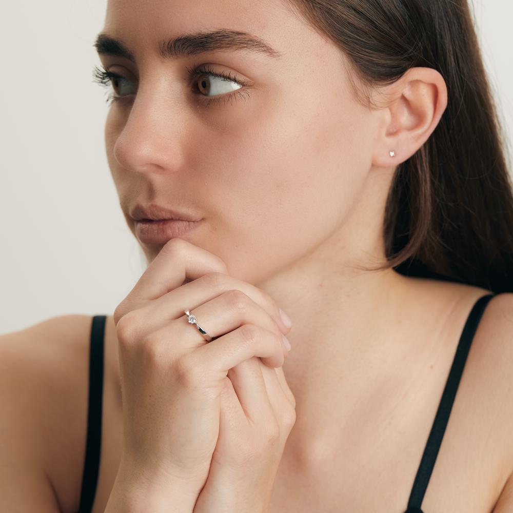 Solitaire ring 18k White Gold Diamond White, 0.20 ct, brilliant, w-si