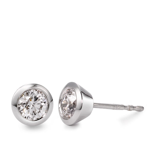 Stud earrings 18k White Gold Diamond White, 0.50 ct, 2 Stones, brilliant, w-si Ø5.5 mm