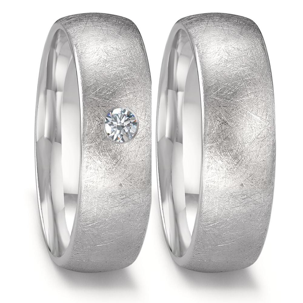 Wedding Ring Palladium 500 Diamond 0.10 ct, w-si