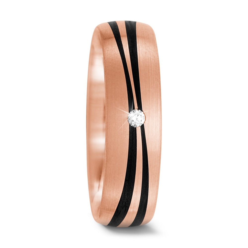 Wedding Ring 14k Rose Gold, Carbon Diamond 0.02 ct, tw-si