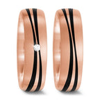 Wedding Ring 14k Rose Gold, Carbon Diamond 0.02 ct, tw-si