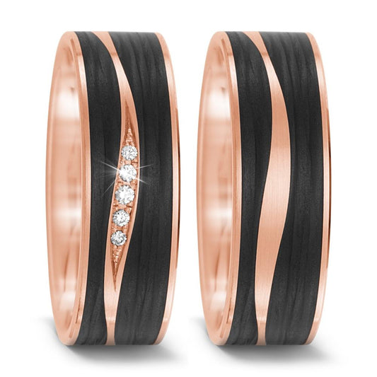 Wedding Ring 14k Rose Gold, Carbon
