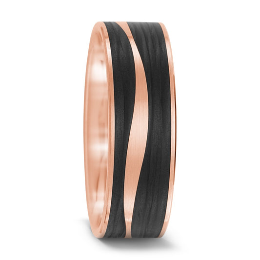 Wedding Ring 14k Rose Gold, Carbon