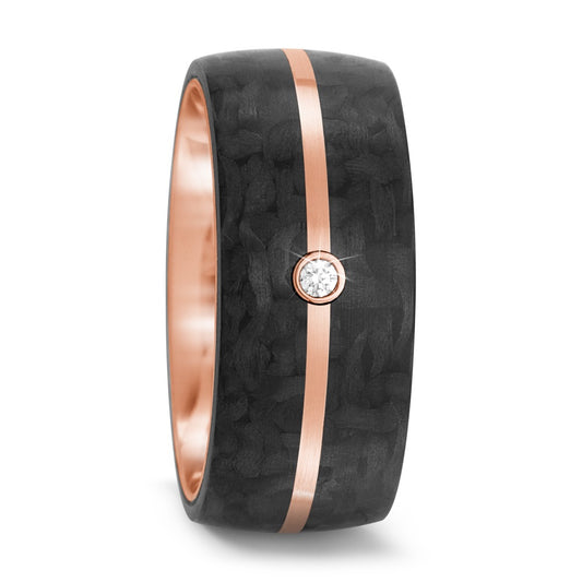Wedding Ring 14k Rose Gold, Carbon Diamond 0.02 ct, tw-si