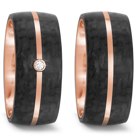 Wedding Ring 14k Rose Gold, Carbon