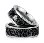 Wedding Ring Titanium, Carbon Diamond 0.03 ct, w-si