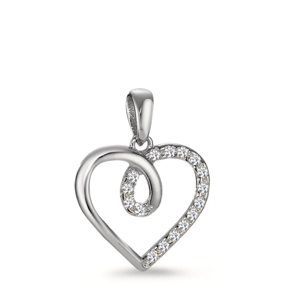 Pendant Silver Zirconia Rhodium plated Heart