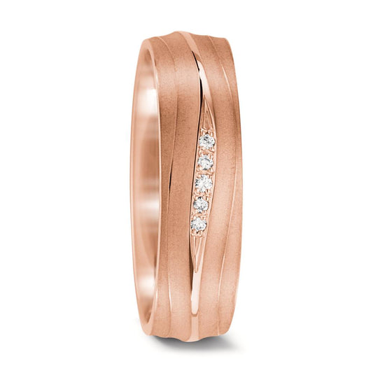 Wedding Ring 18k Rose Gold Diamond 0.028 ct, 5 Stones, tw-vsi