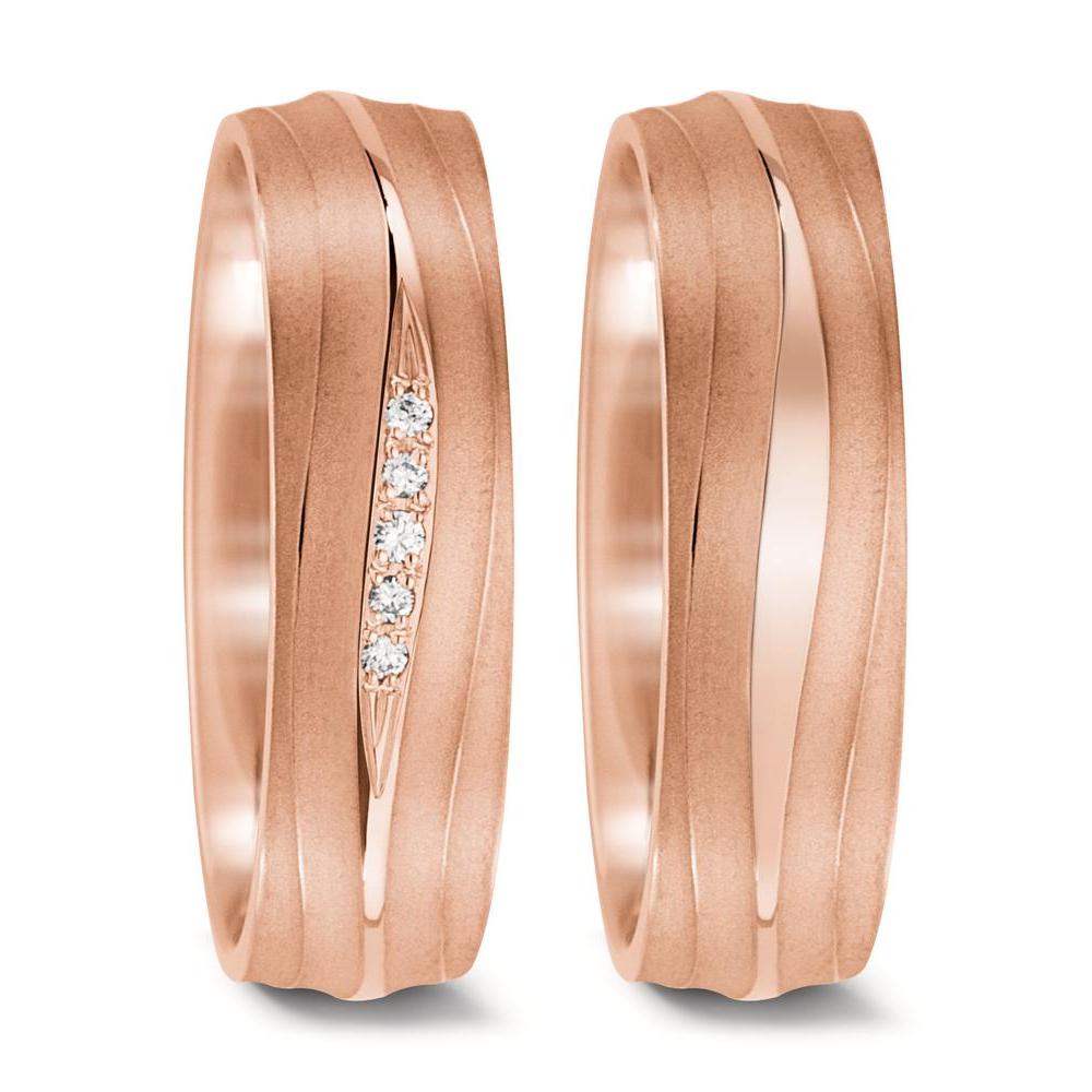Wedding Ring 18k Rose Gold Diamond 0.028 ct, 5 Stones, tw-vsi