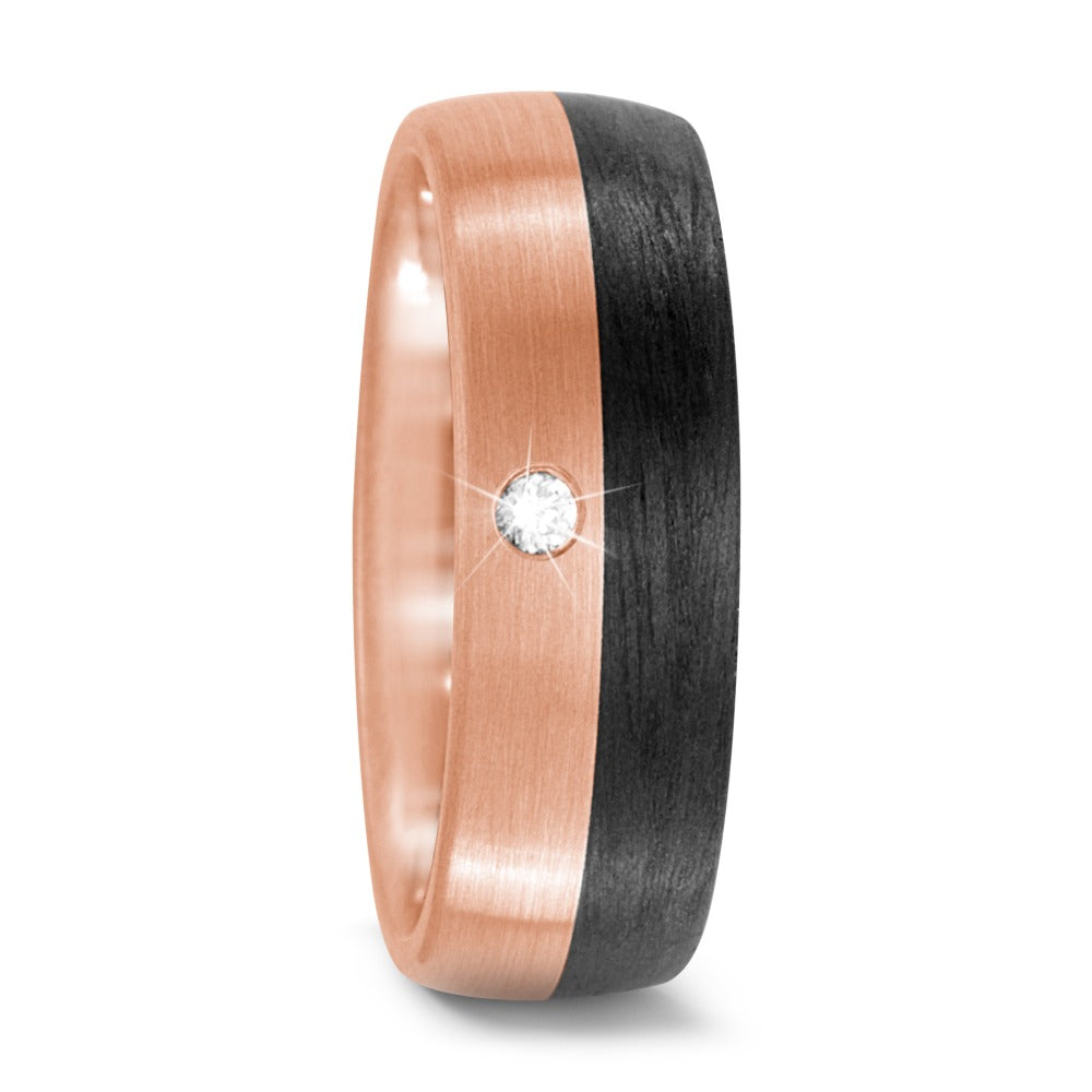 Ring 18k Red Gold, Carbon Diamond 0.03 ct, w-si
