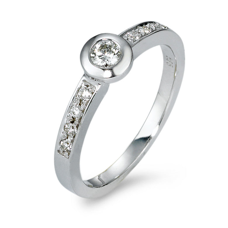 Solitaire ring 14k White Gold Diamond 0.25 ct, 9 Stones, w-si