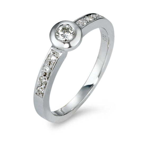 Solitaire ring 14k White Gold Diamond 0.25 ct, 9 Stones, w-si