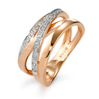 Ring 14k Rose Gold, 14k White Gold Diamond 0.10 ct, 17 Stones, w-si
