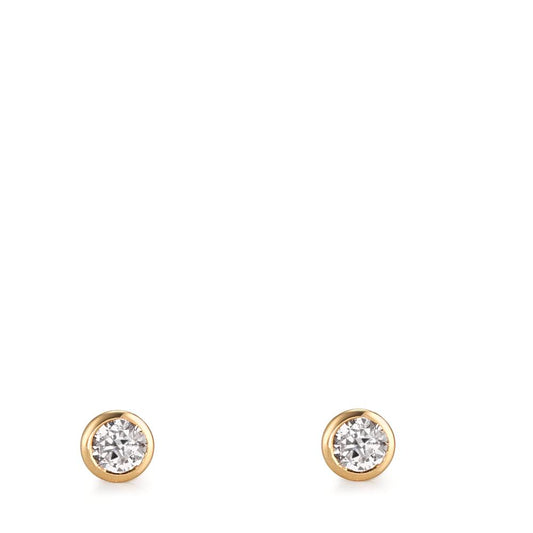 Stud earrings 18k Yellow Gold Zirconia 2 Stones Ø3 mm
