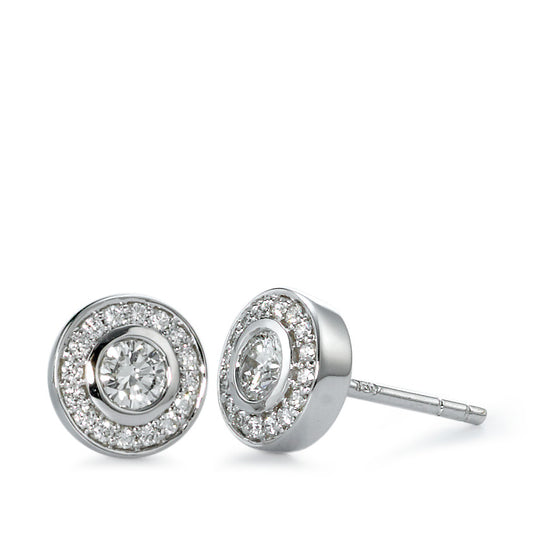Stud earrings 18k White Gold Diamond 0.39 ct, 34 Stones, w-si Ø7 mm