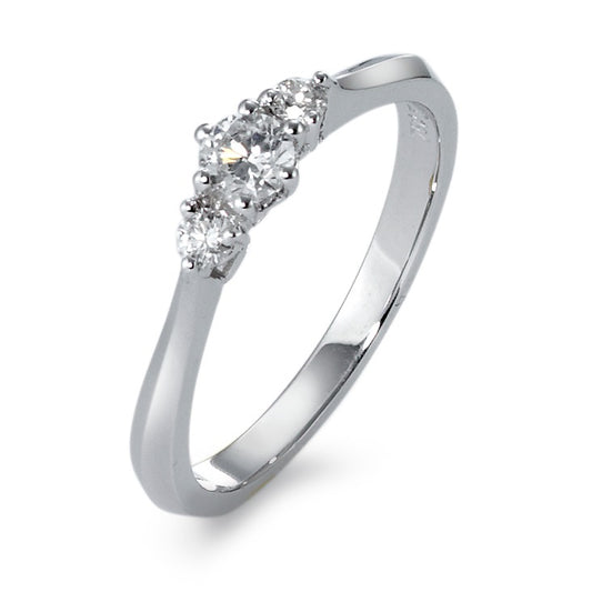 Ring 18k White Gold Diamond 0.27 ct, 3 Stones, w-si