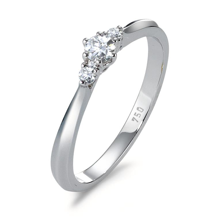 Ring 18k White Gold Diamond 0.19 ct, 3 Stones, w-si