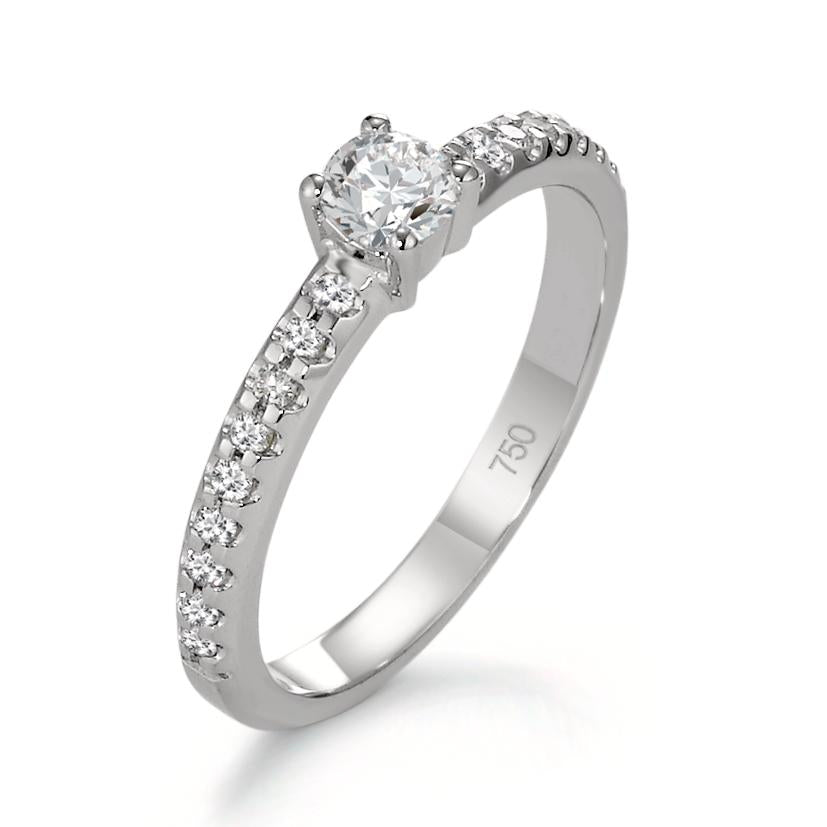 Solitaire ring 18k White Gold Diamond 0.35 ct, 19 Stones, w-si