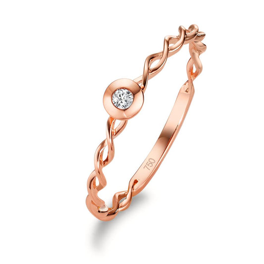 Stacking ring 18k Red Gold Diamond White, 0.03 ct, brilliant, w-si