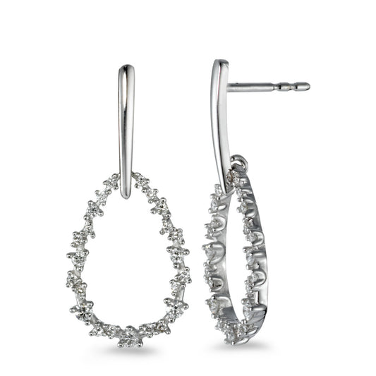 Drop Earrings 18k White Gold Diamond White, 0.34 ct, 46 Stones, brilliant, w-si
