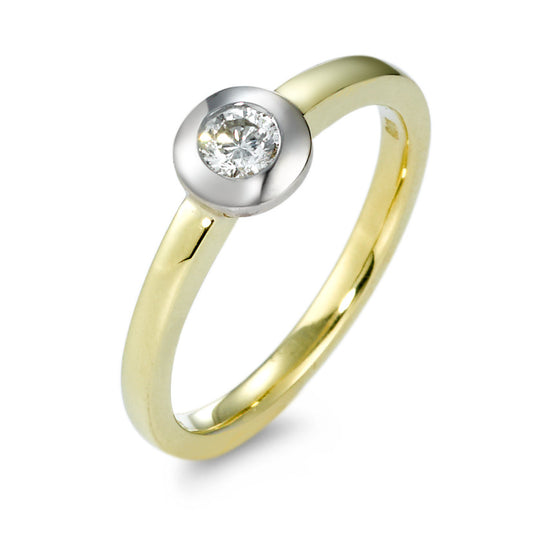 Solitaire ring 14k Yellow Gold, 14k White Gold Diamond 0.15 ct, w-si