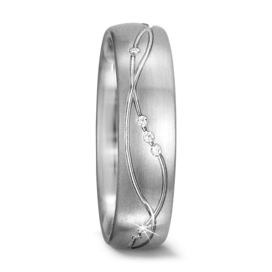 Wedding Ring 18k White Gold Diamond White, 0.055 ct, 11 Stones, tw-vsi