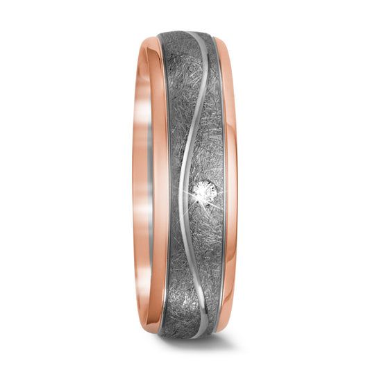 Wedding Ring 18k Red Gold, Palladium 500 Diamond 0.02 ct, w-si