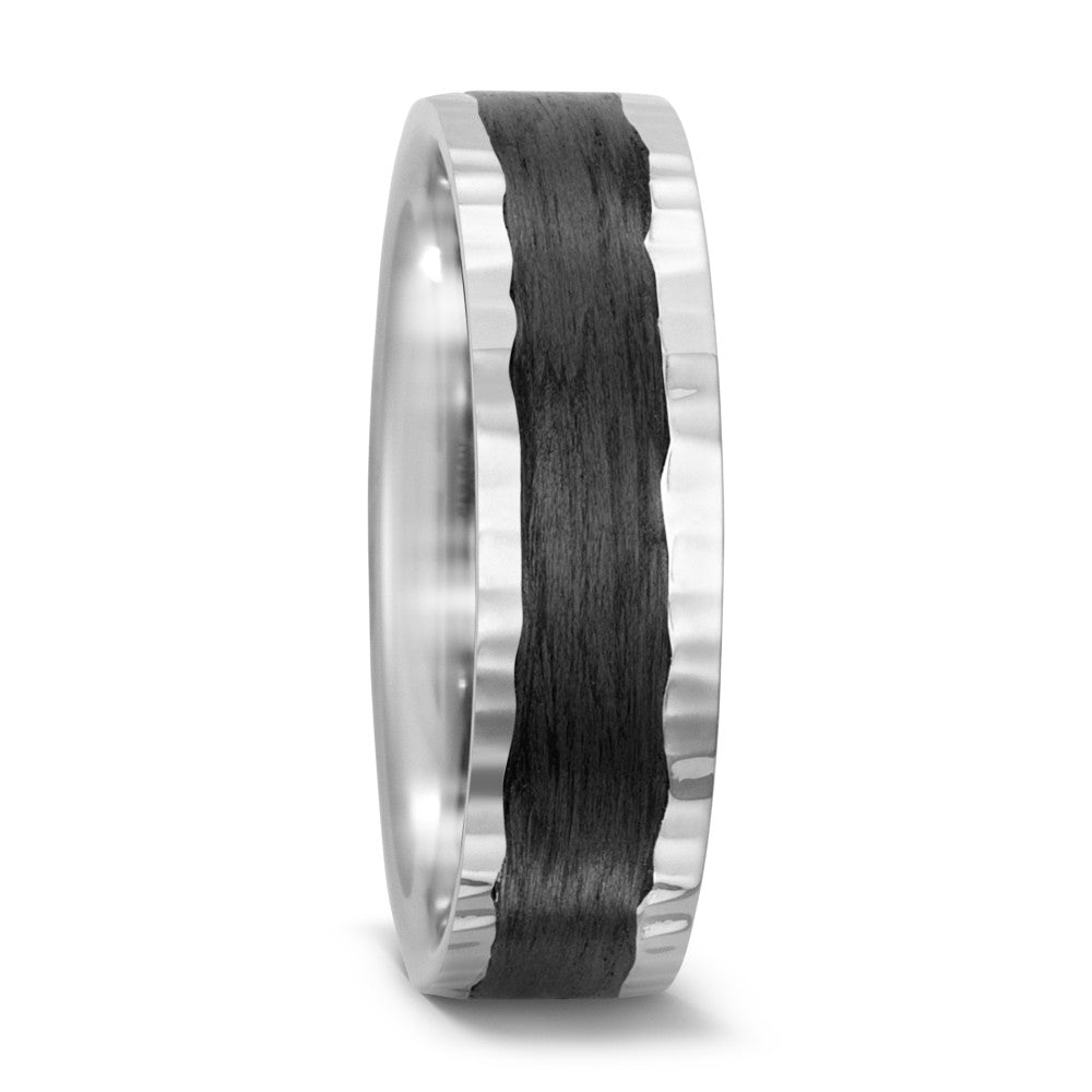 Wedding Ring 14k White Gold, Carbon