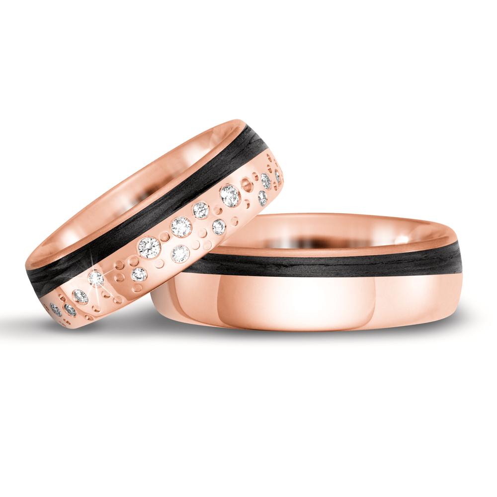 Wedding Ring 14k Rose Gold, Carbon