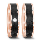Wedding Ring 14k Rose Gold, Carbon Diamond 0.02 ct, tw-si