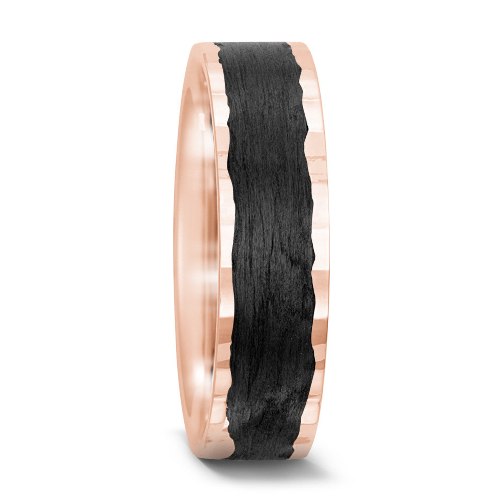 Wedding Ring 14k Rose Gold, Carbon