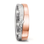 Wedding Ring 18k White Gold, 18k Rose Gold Diamond 0.02 ct, tw-si